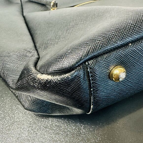 Sorial Womens Large Black Saffiano Leather Satchel Tote Black Double Handles - Picture 4 of 15